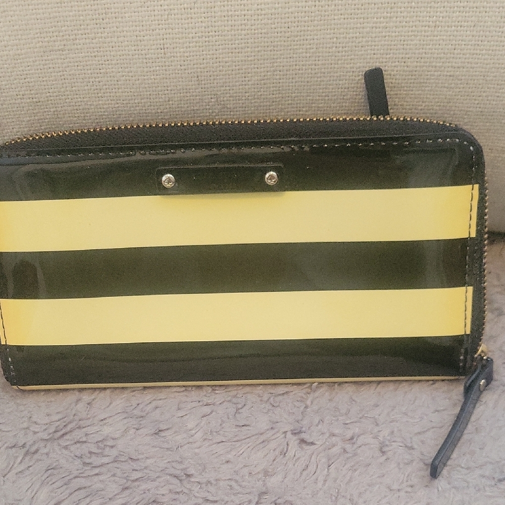 Kate Spade Striped Yellow and Black Wallet.great Condition